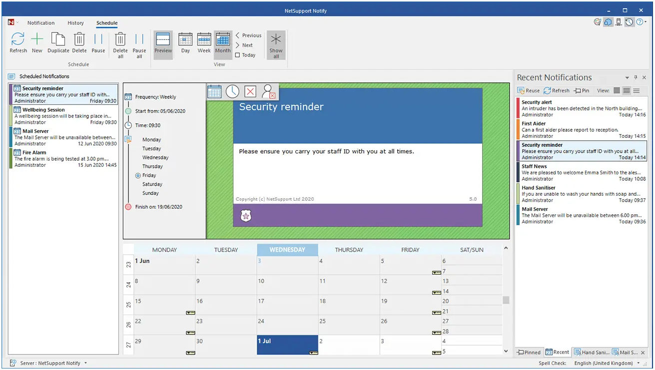 screenshot of NetSupport Notify